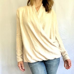 Anthropologie Cloudfleece Wrap Top light pink lightweight sweater hi lo size XS